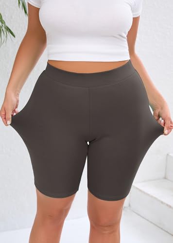 AusLook Plus Size Biker Shorts for Women 8" High Waisted Tummy Control Dark Gray 3X Yoga Workout Shorts Soft Stretch Gym Running Shorts — view 5