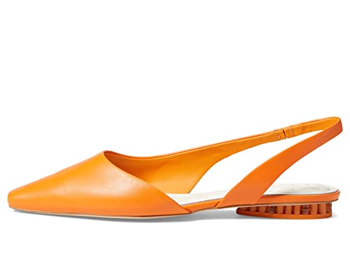 Franco Sarto Women's Riva Pointed Toe Slilngback Flats Ballet, Mandarin Orange Leather, 7.5 #TOP6