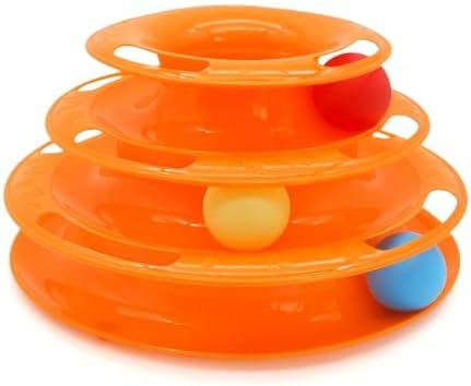 Torre de Trilhos para Gatos Brinquedo Interativo com 3 Níveis e 3...
