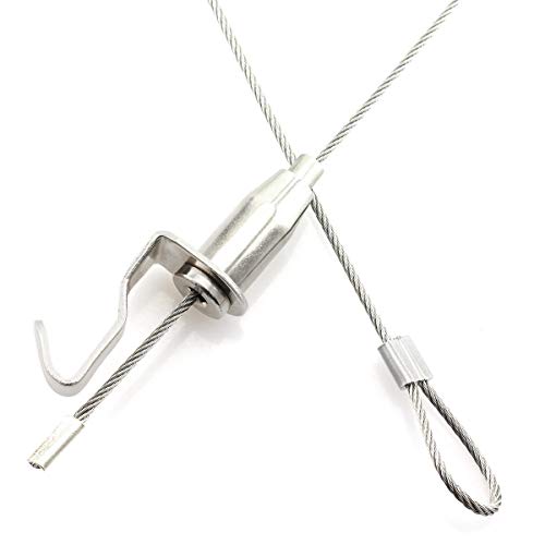 Heyous 2 Sets Professional Art Hanging System Picture Display Kit with 2xMolding Hook 2xAdjustable Picture Hanging Hook 2x1 Meter 2mm Twister Stainless Steel Cable