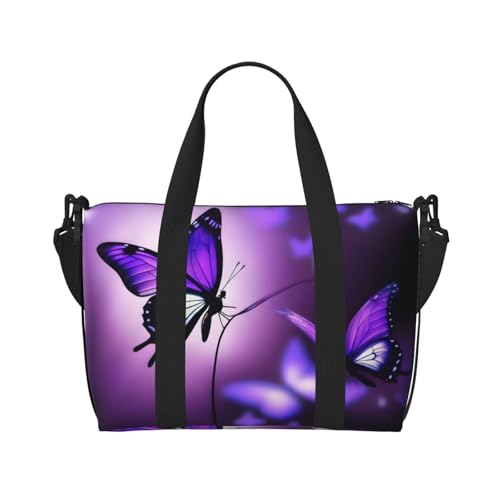 Purple Butterfly Travel Duffel Bag Tote Carry On Luggage Bag Water Resistant Weekender Overnight Bags For Foldable2