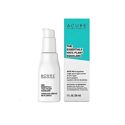 Acure The Essentials 100% Plant Squalane Oil | 100% Vegan | Versatile - For Any Skin & Hair Care Regimen | Single Source Glow Serum | All Skin Types | 1 Fl Oz