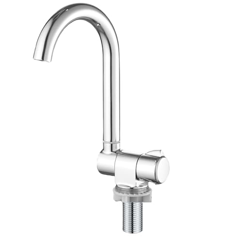 Weirun RV Sink Basin Faucet Marine Cold Water Faucet Kitchen Folding RV Replacement Accessories for Home Caravan Yacht Boat Camping Wall Mount or Deck Mount Chrome