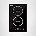 Empava Electric Stove Induction Cooktop Vertical with 2 Burners Vitro Ceramic Smooth Surface Glass in Black 120V, 12 Inch