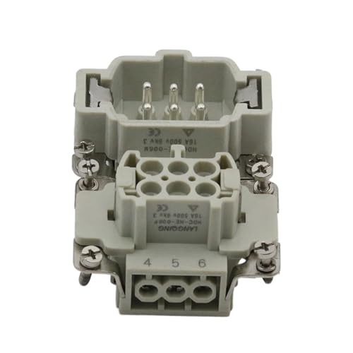 Conector macho HDC-HE-06 6 núcleos 16A 500V aviación miniatura 1