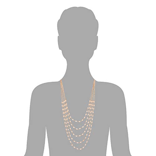 COOLSTEELANDBEYOND Oval Beads Statement Necklace Multi-Strand Long Chains with Crystal Charm Pendant4