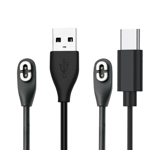 2 Pack Charger Cables Compatible with Shokz, Magnetic Replacement Charging Cable, Suitable for Aftershokz Aeropex AS800/803/Shokz Open Pro, OpenRun Mini, OpenComm Bone Conduction (2, Black)