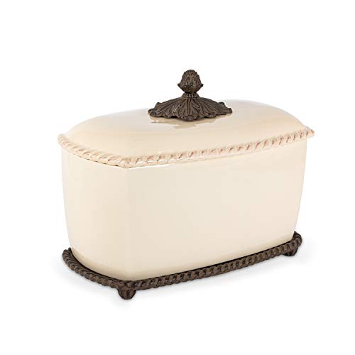 Cream Stoneware Acanthus Bread Box
