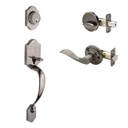 Copper Creek Hz2610Xwlr-An Heritage Front Entrance Handleset In Antique Nickel With Right Hand Waverlie Lever Interior #TOP9