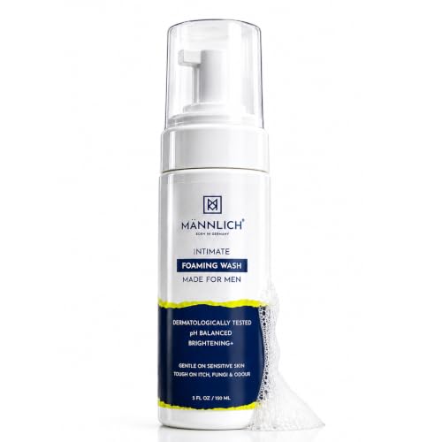 Image of Mannlich Intimate Wash for Men (150 ml) Relieves Itchiness & Odour, Prevents Fungal Growth, Genital Area, pH Balanced & Dermatologically Tested With Tea Tree Oil, Neem, Eucalyptus Oil, 1% Salicylic & Lactic Acid