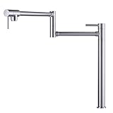 WOWOW Pot Filler Deck Mounted - Solid Brass Pot Filler Faucet Polished Chrome Kitchen Stove Faucet with Double Joint Swing Arm (Modern Style)