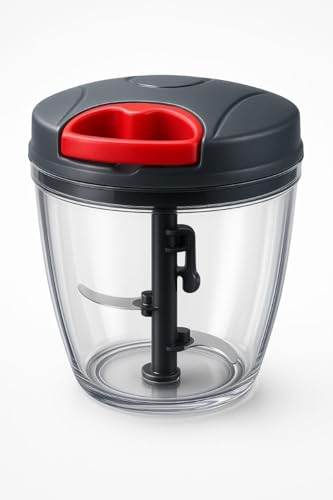Image of Polypropylene Chopper, Large Handy and Compact Chopper with 3 Blades for Effortlessly Chopping Vegetables and Fruits for Your Kitchen (10297, Black, 1000 ml)