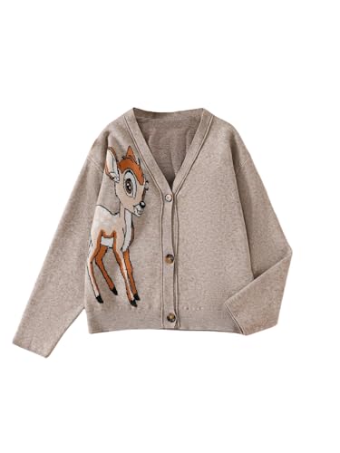 SweatyRocks Girl's Graphic Cute Cardigan V Neck Button Down Long Sleeve Casual Knit Sweater Cardigans4