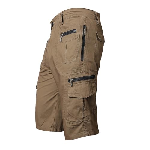 WSLCN Bermuda cargo masculina de algodão durável com vários bolsos meia calça para caminhada, corrid