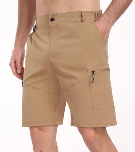 PEGENO Bermuda cargo masculina de caminhada de 23 cm, secagem rápida, para uso ao ar livre, com vári