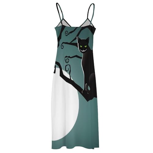 Robe longue chat noir idéale pour masquer la chaleur en été lors de vos sorties plage