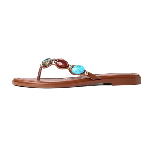 Image of DREAMSTORY Womens Beaded Flip Flops Beach Jeweled Thong Sandals