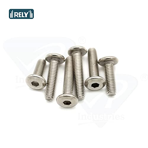 Image of Rely⇒VP INDUSTRIES (Pcs-25) M6x10 mm JCB Allen Head Furniture Screw Stainless Steel Grade 304 | Furniture Bolt for Crib Bunk Bed Furniture Cot, Barrel Bolt