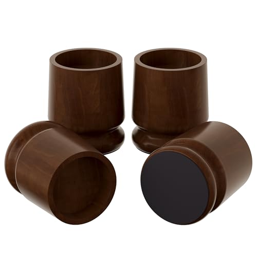 EasyPAG Heavy Duty Bed Risers Wood Furniture Risers for Couch and Desk, 2200LB Capacity Crack-Resistant Bed Lifts for Robot Vacuum and Under Bed Storage, 5 Inch Height 4 Inch Actual Rise, Retro Brown