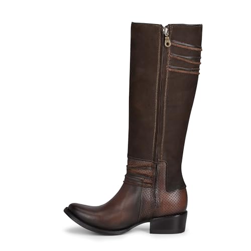 Cuadra Women's Tall Boot in Genuine Leather with Zipper Brown4