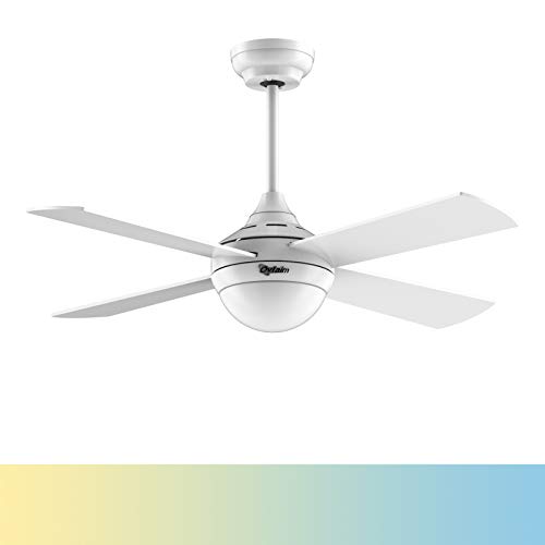 Crazy Clearance Ovlaim Modern DC Motor Ceiling Fan with Dimmable LED Light & Remote Control, 4 Wood White Blades, 48 Inch