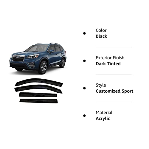 Smoke Tinted Tape-On Side Window Visor Deflectors Rain Guards Compatible With Subaru Forester Sk 2019 2020 2021 2022 2023 Premium Sport Limited Touring #TOP7