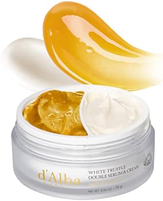 d'Alba Italian White Truffle Double Serum & Cream, customizable 2-in-1 intensive skin care, cream for elasticity and brightness, mild and vegan dual cream
