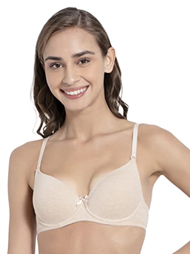 Image of Jockey 1245 Women's Under-Wired Padded Super Combed Cotton Elastane Stretch Medium Coverage Multiway Styling T-Shirt Bra with Detachable Straps