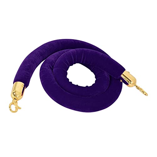 Almencla 59/78.8.1 inches Rope Stanchion Queue Velvet Rope with Gold Color Hooks, 59.0 inch - Thumbnail 6