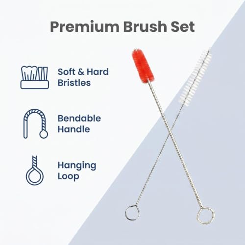 Image of 2 Pack Straw Cleaner Brush, Reusable Metal Handles Straw Cleaner Brush Extra Long for Stanley Mug 40, 30, 20 oz, 10mm Wide for Sippy Cup, Water Bottle and Tubes