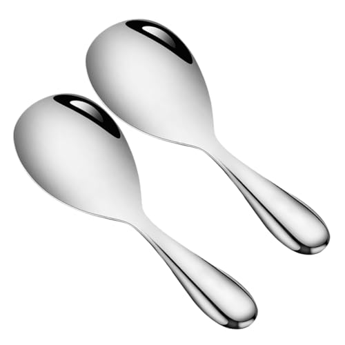 MUCKLILY Ergonomic Stainless Steel Rice Spoon Set Large Soup Ladle Non-stick Paddle for Cooking Serving