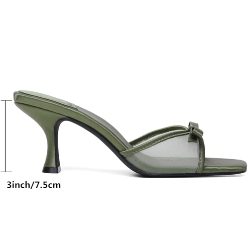 Image of Mostrin Kitten Heels for Women Round Toe Heels With Bow Vintage Mules Sexy Slip on Stiletto Backless Sandals for Party Daily