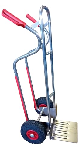 RLW Diable en aluminium 200 kg avec pelle de chargement plus grande I Modèle professionnel de l'UE - Pas d'importation d'Asie ! I Roues de votre choix - Ici : roue...