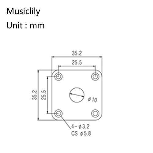 Musiclily Pro Metal Flat Bottom Square Jack Plate for Epiphone USA Les Paul Style Guitar Chrome - Image 2