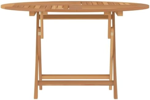 Free-Standing Folding Floating Table，Outdoor Round Folding Dining Table Solid Teak Wood Garden Table Patio Table with Parasol Hole 120 x 75 cm