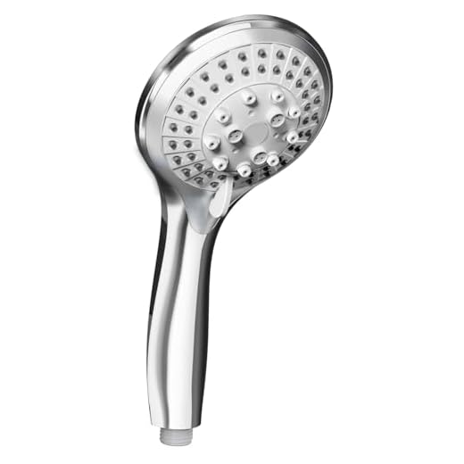 VEHHE Alcachofa de ducha de bajo consumo de agua, cabezal de mano con 5 tipos de chorro, de alta presión, con boquilla de silicona antiatascos, color cromado