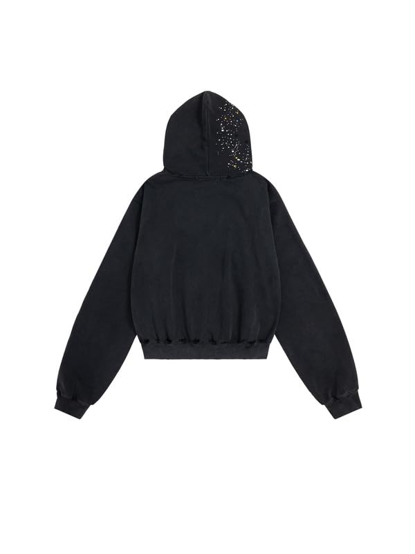 Aelfric Eden Damska bluza z kapturem z kamieniami strasu, męska kurtka z kapturem, streetwear, hip-hop, bluza z kapturem, zamek błyskawiczny z kieszeniami