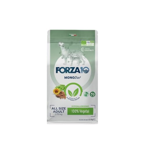 Forza 10 Cane All Size Adult MONO gusto ORTAGGI, alimento completo monoproteico per cani adulti di tutte le taglie, ipoallergenico, confezione da 1,5kg.