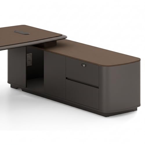 Image of Lakdi The Furniture Co Handcrafted Modern Executive Director Table for Office with Integrated Storage, Wire Manager Office Table - LDL-753