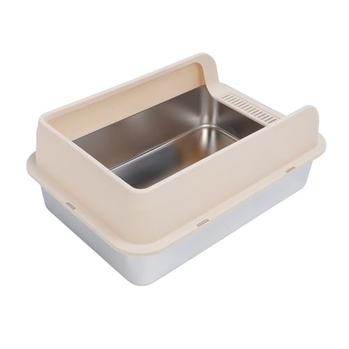 Caja de arena para gatos acero inoxidable con lados altos miniatura 2