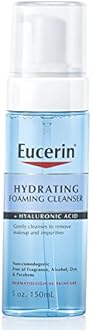 Eucerin Hydrating Foaming Daily Facial Cleanser with Hyaluronic Acid, 5 Fl Oz