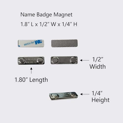 AplysiaTech Upgraded Strong Name Tags/ID Badge Magnets, 10 Pack Magnetic Name Badge Holders with Steel Back Plate, Fastener with Adhesive on Front Plate, High Strength Neodymium Magnets ID Holder