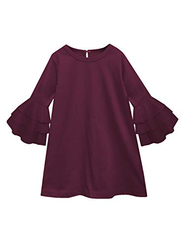 Image of A.T.U.N. (ALL THINGS UBER NICE) Girls Cotton A-Line Knee Length Long Sleeve Casual Dress