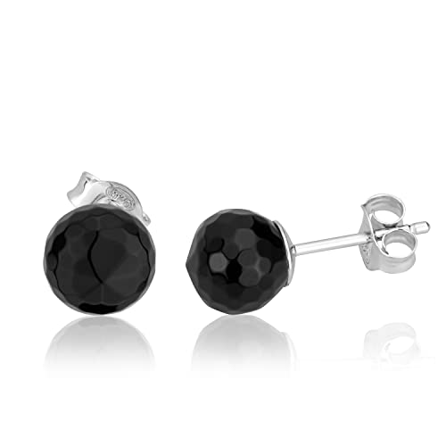 Pendientes de plata 8mm y ónix redondos para realzar tu look diario de oficina y eventos