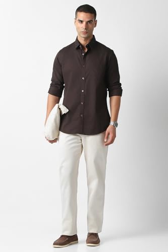 Image of Van Heusen Solid Casual Shirt for Men| Premium Cotton| Full Sleeves| Regular Fit |Breathable Fabric |