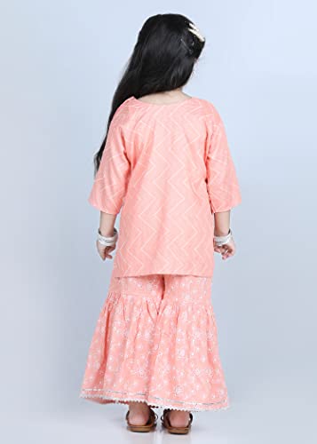 Image of Adiva Girls Floral Print Kurta With Sharara Set
