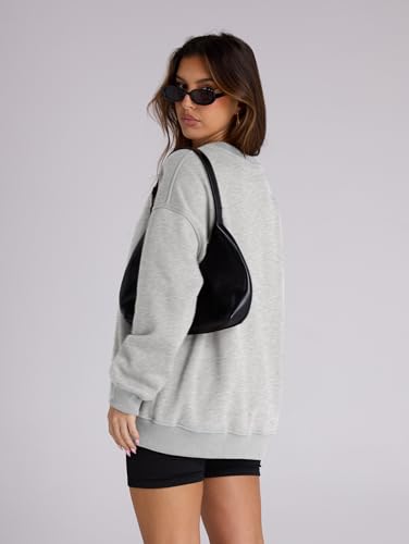 Famulily Womens Fleece Tops Winter Fashion Crewneck Long Sleeve Pullover Sweatshirt Teen Girl Clothes Gray L