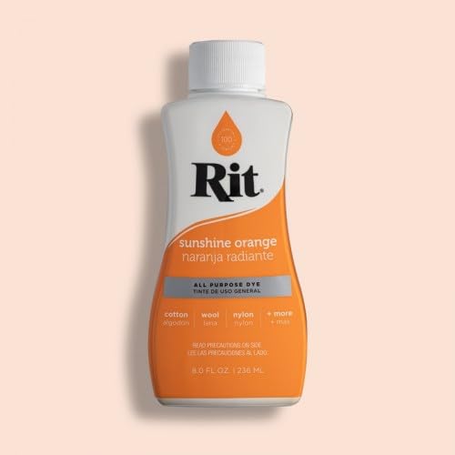 Easy to Use All Purpose Liquid Dye, 236 mL, Multiple Colours Available, Suitable for Cotton Silk Wool Nylon Rayon and More (Sunshine Orange)