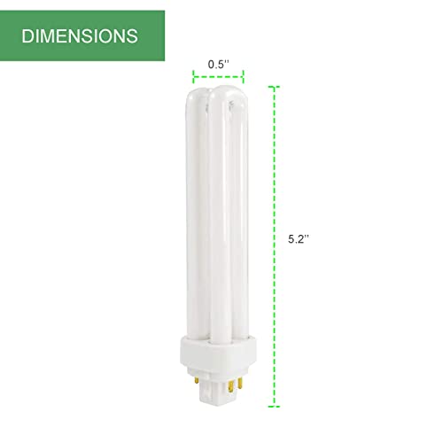 13 Watt Cfl Light Bulbs | 4 Pin G24Q-1 Base 3500K Neutral White | 13W High Output 900 Lumens | Double Tube Compact Fluorescent Light Bulbs Plug-In | 4 Pack By Dysmio #TOP1