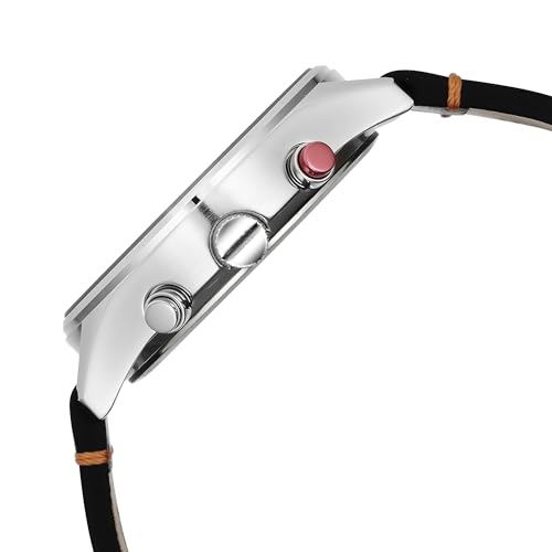 Image of Fastrack Opulence Quartz Chronograph Silver Dial Black Leather Strap Watch for Guys - NT3315KL02